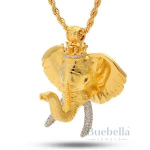 Collar de elefante Iced Out Hip Hop colgante para hombres símbolo de sabiduría y fuerza joyería ostentosa de lujo - Product Image 1
