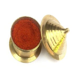 Sindoor Dibbi en laiton, fait main, design moderne et sûr |   Boîte de décoration Kumkum pour cadeau et décoration ronde multicolore - Product Image 3