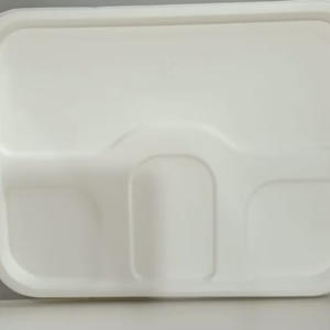 4 plaques de bagasse biodégradables classiques cp couvercle assiettes de canne à sucre jetables écologiques pour les fêtes, événements, restauration et usage quotidien - Product Image 1