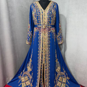 Robe Kaftan élégante pour fêtes, brodée à la main avec des perles, avec voile, dernière collection de vêtements islamiques modestes pour mariage - Product Image 1