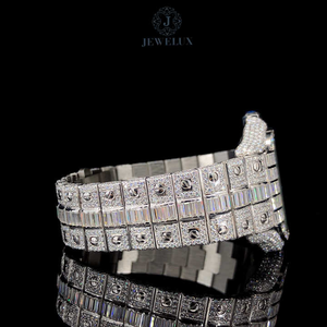 Reloj de lujo de acero inoxidable para hombre con pasador cuadrado de diamante caja de oro de isonita negra completa estilo elegante movimiento automático ETA - Product Image 4