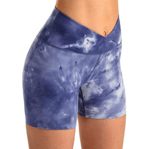 Venta al por mayor mujeres transpirable entrenamiento Yoga pantalones cortos cintura media botín Push up gimnasio Scrunch fruncido levantamiento de glúteos pantalones cortos deportivos de lona - Product Image 1