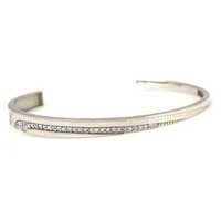 Bracelet jonc tendance en argent sterling 925 avec double rangée de pierres blanches taille brillant et sertissage en canal