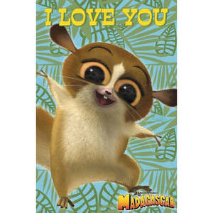 Madagascar 3D Greeting Card Pop-Up 'I Love You' Invitation for Valentine's Day Christmas Folded <b>Paper</b> Blank for Saying Thank You - Product Image 1