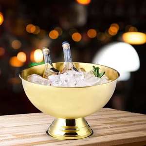 Tazón de Hielo Redondo de Acero Inoxidable de Lujo, Artículos de Bar Dorados para el Hogar, Hotel, Restaurante, Tazón de Hielo Decorativo de Metal Pulido - Product Image 1