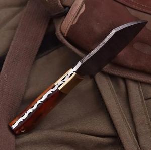 Cuchillo de carnicero de acero de Damasco forjado a mano con espiga completa |   Cuchillo Personalizado para Caza y Camping con Mango de Hueso, OEM/ODM Disponible - Product Image 3