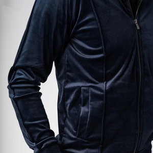 Chándal de terciopelo de gran tamaño con logotipo personalizado de alta calidad OEM al por mayor chándal de terciopelo con cremallera completa para hombre - Product Image 3