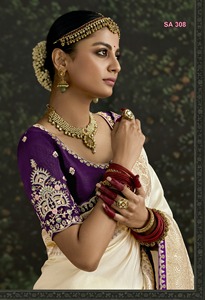 Ropa de boda de seda suave, Sari de seda suave de diseñador indio con un hermoso diseño de trabajo, Sari de boda y fiesta de estilo pakistaní - Product Image 2