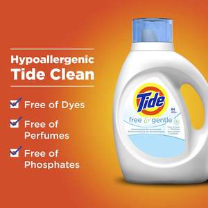 Bulk Tide Free & Gentle HE <b>Laundry</b> <b>Detergent</b> 2 x 1.47L Bottles Unscented Hypoallergenic 32 Loads Each - Product Image 2