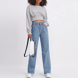 Pantalon en jean extensible pour femmes, jeans skinny, vêtements en stock, jeans délavés, ample, baggy 2026, vente en gros - Product Image 2
