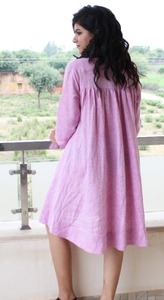 Fait à la main femmes coton flammé vêtements d'été robe courte femmes ethnique Midi avec bouton détail Vintage dentelle robe ethnique - Product Image 4