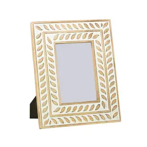 Handmade Picture Frame Beige Photo Frame for your female loved ones Embroidered with Embroidery Patterns