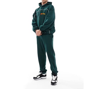 Veste de survêtement à manches longues zippée en polaire technique réfléchissante d'hiver, à rayures et couleurs assorties, avec pantalon de survêtement à jambes évasées - Product Image 2