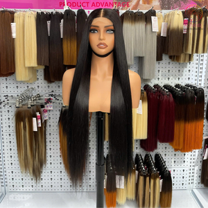 Cabello humano Remy vietnamita de grado superior doble cutícula dibujada alineada 2X6 peluca con cierre de encaje Color negro Natural hueso recto - Product Image 1