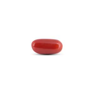 Coral rouge japonais 5,9 carats, pierre précieuse naturelle, taille ovale, polie, hauteur 8 mm, cornaline 3 mm - Product Image 1