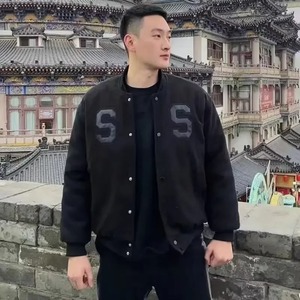 Gorra de béisbol negra de moda de calle de estilo americano de alta calidad chaqueta informal holgada de sensibilidad para hombres chaqueta de ropa de pareja - Product Image 2