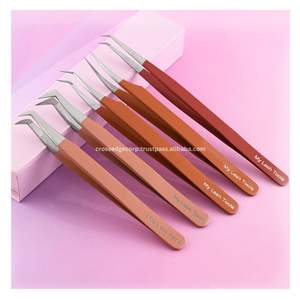 Pince à épiler professionnelle pour extensions de cils à pointe en fibre, courbée à 90 degrés, pour volume classique, rehaussement et permanente des cils, en acier inoxydable - Product Image 1