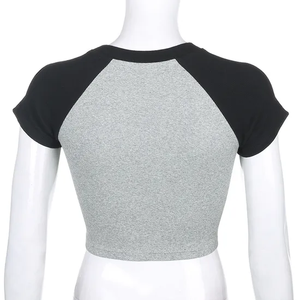 Camiseta Blanca de Punto Informal para Mujer, Logotipo Personalizado, Marca Privada, Camisetas Ajustadas, Tela de Algodón de Verano, Color Sólido, Impresión Personalizada - Product Image 4