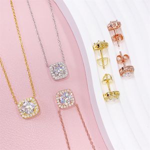 ชุดจี้เพชรทรงกลม RITZIN พร้อมต่างหูสำหรับผู้หญิง ทำจากเงินสเตอร์ลิงและชุบทอง - Product Image 1