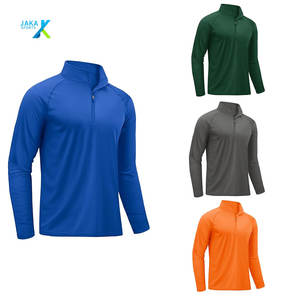 Chemises athlétiques à manches longues avec fermeture éclair pour hommes Pullover UPF 50 Sun Protection Rash Guard Outdoor Running Training T Shirts - Product Image 1