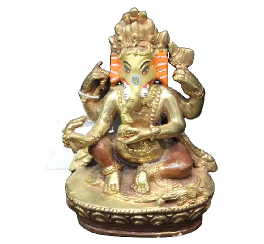 Decorazioni per la casa statua in ottone bronzo Nepal artigianato Ganesha figurina scultura religiosa in ottone di alta qualità arte in metallo in vendita