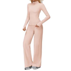 Ensemble de yoga 2 pièces pour femmes, haut à manches longues et leggings, vêtements de sport athlétiques pour l'entraînement, combinaisons de sport, tenues de fitness - Product Image 4