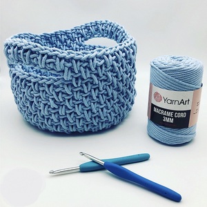 Panier de rangement en macramé fait main en gros de qualité industrielle panier creux en corde de coton tissé à la main avec poignée décor bohème - Product Image 2