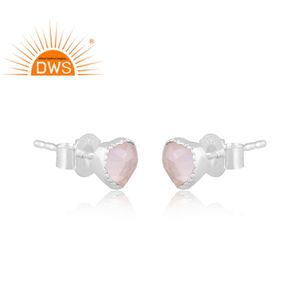 Vente chaude en argent Sterling naturel Rose Quartz pierres précieuses boucle d'oreille bijoux personnalisés pour les femmes cadeau pour elle - Product Image 3