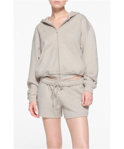 Sudadera con capucha de lana de algodón para mujer de talla XS de alta calidad con cremallera transpirable invierno Terry Collar Logo espalda corta para la temporada de otoño - Product Image 2