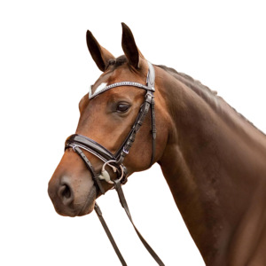 Brida de doma de cuero marrón de primera calidad con banda para cejas brillante en forma de V, banda para la nariz, productos para caballos acolchados cómodos - Product Image 1