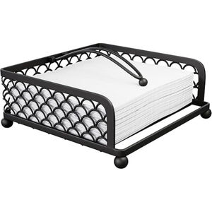 Antique Decorative Black Metal Napkin Holder With <b>Weighted</b> <b>Arm</b> Decorative Basket Design For Home Table And Countertop Storage - Product Image 1