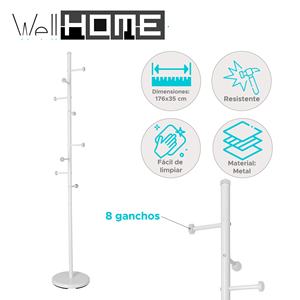 WELL HOME ราวแขวนเสื้อโลหะแบบเรียบ ขนาด 28.5x28.5x171 ซม. พร้อมไม้แขวนเสื้อ 6 อัน และตะขอแขวน 2 อัน - Product Image 2