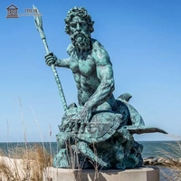Sculpture de grande taille en bronze coulé pour l'extérieur, statue de Poséidon Néptune grecque au bord de la mer