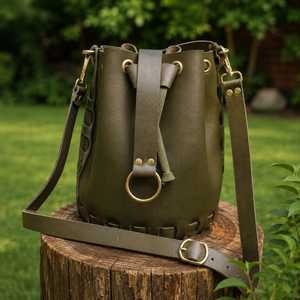 Vintage Genuine <b>Leather</b> <b>Soft</b> 7 Inch Fashion Bucket <b>Bag</b> Women | Adjustable Crossbody Shoulder Handbag Portable Customizable - Product Image 2