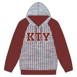 DST Delta Grey Body Maroon Raglan Pinstripes <b>Hoodie</b> Cotton Blend Greek Sorority Apparel HBCU Soror <b>Hoodie</b> Clothing - Product Image 2