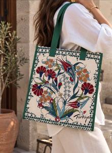 DAFNI <b>BIG</b> PAZAR Vintage Eye Pattern Solid Canvas Shoulder Tote <b>Bag</b> Zipper Closure Embroidery Cotton Lining All Seasons <b>Bag</b> - Product Image 6