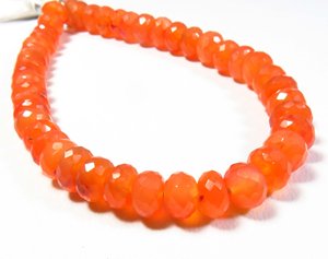 Cuentas cortadas facetadas de cornalina naranja, hebra de 8 ", 7-8mm, cuentas de piedras preciosas Briolette Rondelle de cornalina Natural - Product Image 5