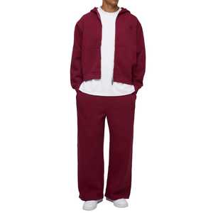 Ensemble de sweat-shirt à capuche à fermeture éclair en deux pièces en coton 100% poids lourd 430 g/m² pour hommes, sweat-shirts et pantalons de survêtement de haute qualité personnalisés pour l'hiver - Product Image 1