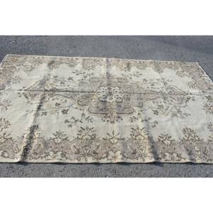 Tapis Vintage en Laine Beige 5.2X9.4 ft Turc Patchwork Plat Armure pour Salon Décor 4m Largeur avec Support en Latex - Product Image 3