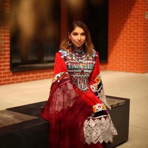 Gran oferta, vestidos Kuchi afganos de diseño personalizado para mujer, vestido afgano de encaje de tela de gasa transpirable de manga larga para mujer - Product Image 4