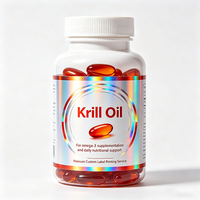 Étiquettes personnalisées Haoxuan pour bouteilles d'huile de krill, film holographique, autocollants imprimés imperméables pour emballages de compléments alimentaires haut de gamme