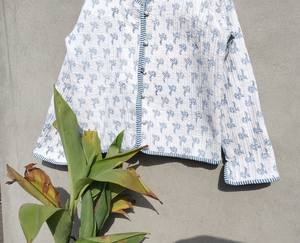 Automne hiver veste matelassée meilleure qualité bloc à la main imprimé Floral coton toile bouton rayure respirant coupe décontractée Artisan - Product Image 4