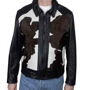 เสื้อแจ็คเก็ตหนังวัวแท้ทำมือสำหรับผู้ชาย บริการ OEM ขนแท้ สไตล์ไบค์เกอร์ ทุกขนาด โลโก้ด้านหน้า ระบายอากาศ กันลม สำหรับฤดูหนาว - Product Image 4