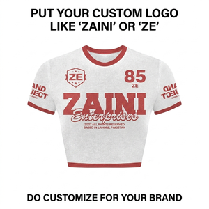 Premium 180 GSM Breathable Polyester Crop <b>Top</b> Shirt White <b>Red</b> Custom Logo Sublimation Printed Sportswear - Product Image 1