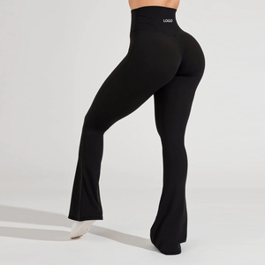 2024 vêtements de sport personnalisés taille haute pantalons de Yoga croisé pleine longueur Flare entraînement Gym Leggings pour femmes personnalisé femmes leggings - Product Image 2