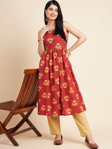 Kurtis de Alta Calidad, Estilo Elegante y Casual, con Estampado Floral, Tela de Algodón, Conjuntos de Kurti Anarkali, OEM - Product Image 5