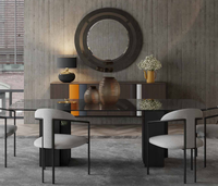 Table à manger pliable de qualité supérieure exclusive, plateau en marbre, 100% fabriquée en Italie, design contemporain, mobilier d'extérieur pour villa et hôtel