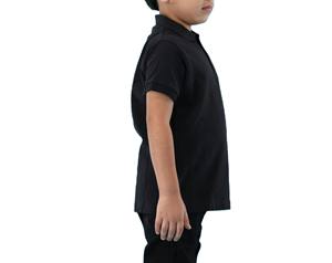 Summer Season 8-Year-Old Kids Polo Shirt 100% Coton Peigné Piqué 220gsm Noir Motif Solide Manches Courtes - Product Image 5