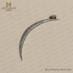 Oxidized 925 <b>Silver</b> Crescent Moon Pendant Handmade Pave Diamond Moon Pendant New Designer Jewelry <b>Top</b> Quality - Product Image 2
