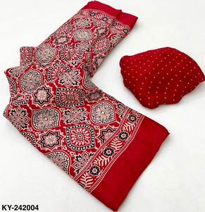 Occasional Wear Pure Modal Ajrakh With Lagadi Patta And Handblock Print Work <b>Saree</b> <b>Woman</b> Fashion Manufacturer From Surat India - Product Image 5